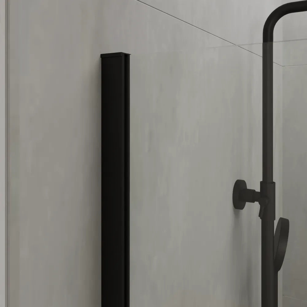 Doccia walk-in arco 120cm con profilo nero opaco vetro 8mm trasparente easy clean h200 | Senja