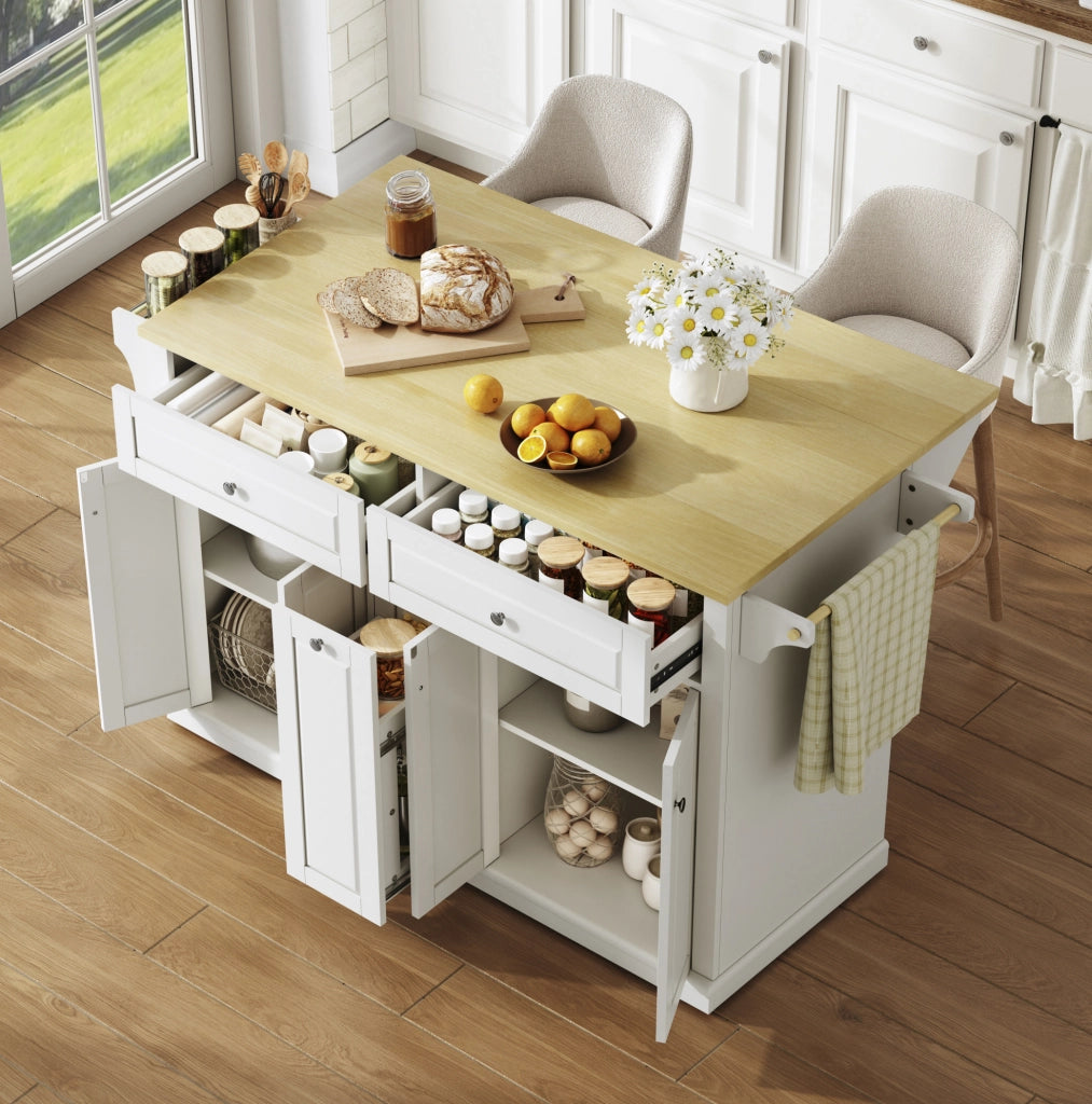 Isola da cucina mobile MDF con piano pieghevole e cassetti