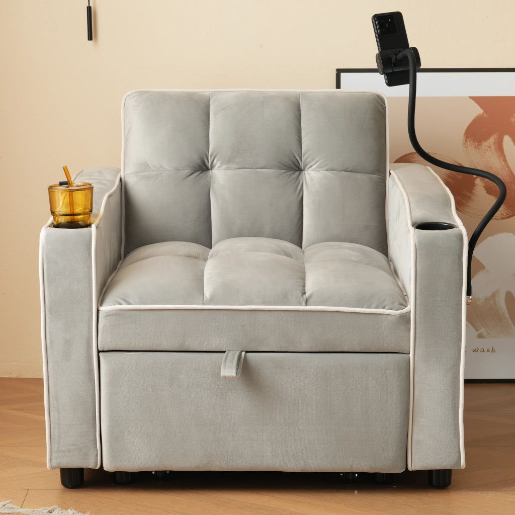 DIVANO LETTO 3 in 1 83x167x76 cm Grigio antico bianco in schiuma