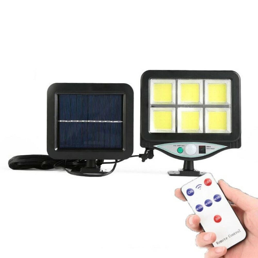 FARO SOLARE LED CON PANNELLO FARETTO SENSORE DI MOVIMENTO 128 LED COB  BK-128-6