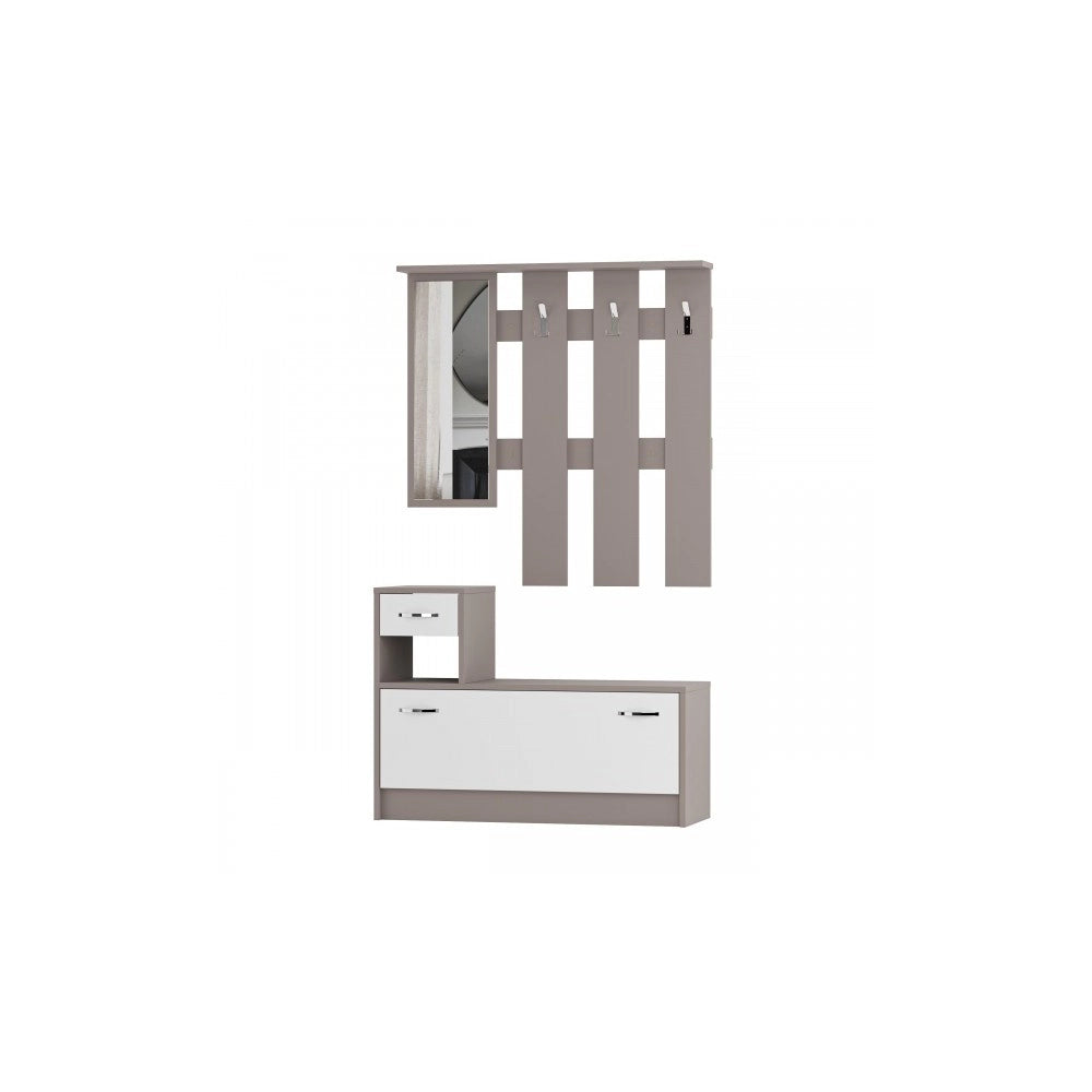 Mobile ingresso con specchio Rudolf colore tortora e bianco