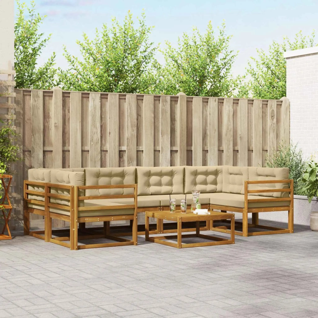 Set di divani da esterno con cuscino 7 pcs Naturale e Beige