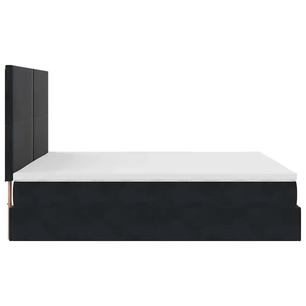 Struttura Letto Pouf con Materassi Nero 200x200 cm Velluto 3313423