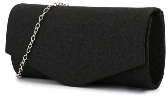 Clutch per Donna con Cinturino Glitter e Cinturino Removibile per Borse da Braccio Eleganti per Donne per Matrimoni, Feste di Gala e Sposali (Nero)