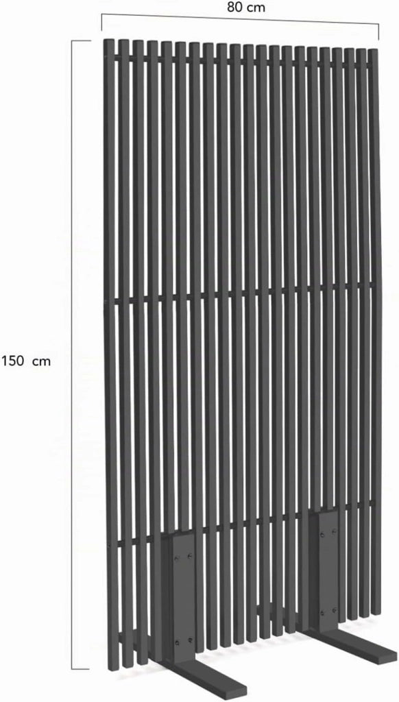 Paravento Decorativo Traforato 80 x 150 cm con lamelle Verticali in Metallo Grigio Antracite