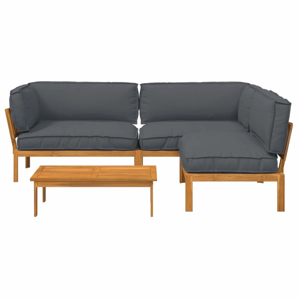 Set di divani 4 pcs Antracite Legno di Acacia Massello