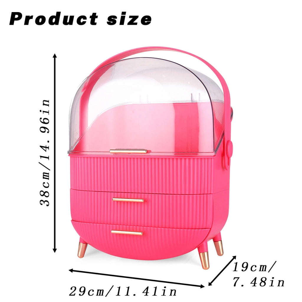 ZMH Porta trucchi da scrivania con più cassetti contenitore per cosmetici rosso rosa 29 x 19 x 38 cm