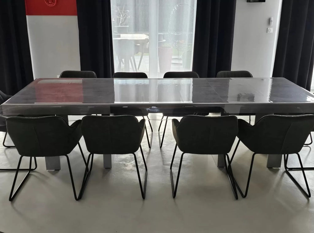 Tavolo nobilitato finitura beton l.160 p.90 h.76 (aperto 410cm ) (1636) - Mobili 2G