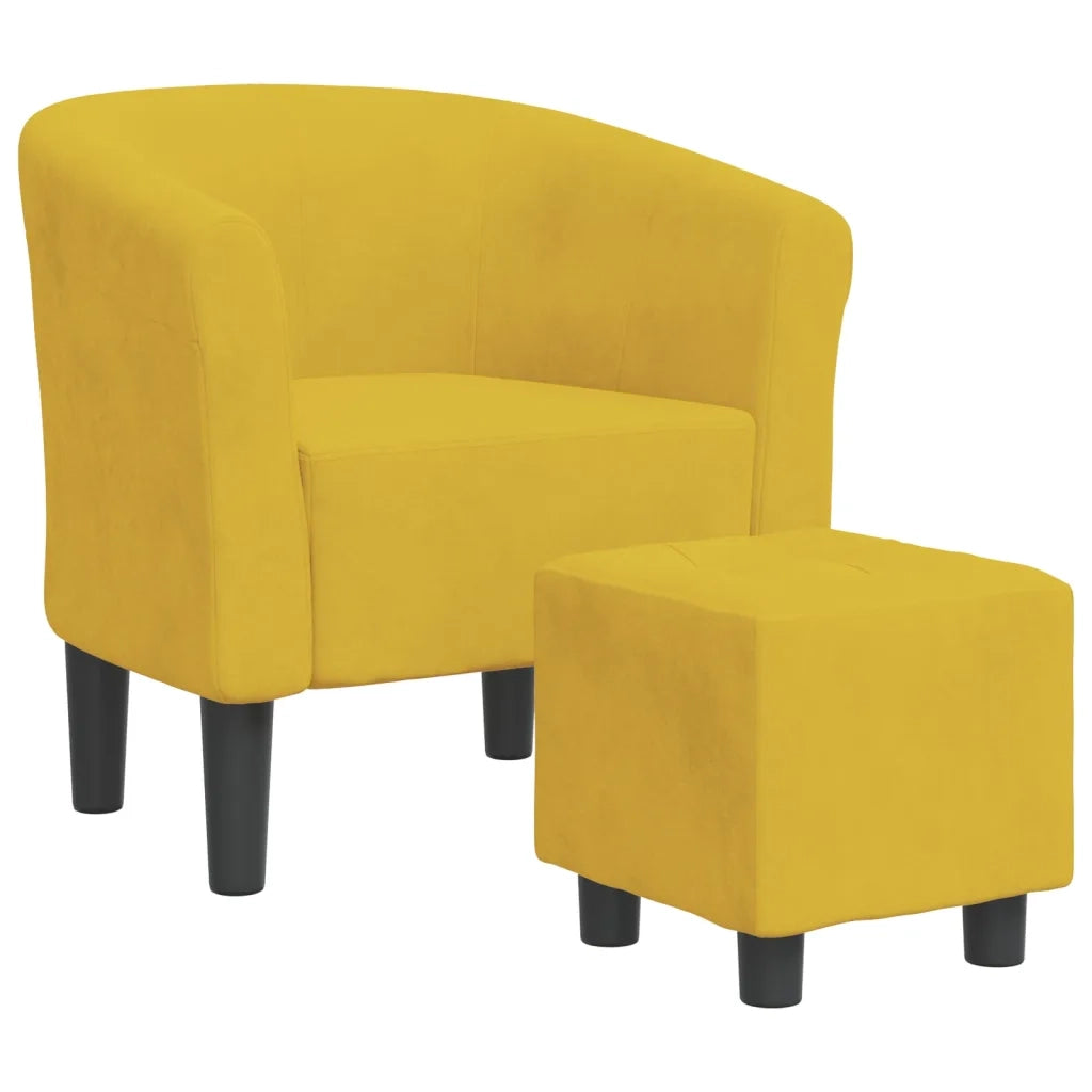 vidaXL Poltrona Cabriolet con Poggiapiedi Giallo in Velluto