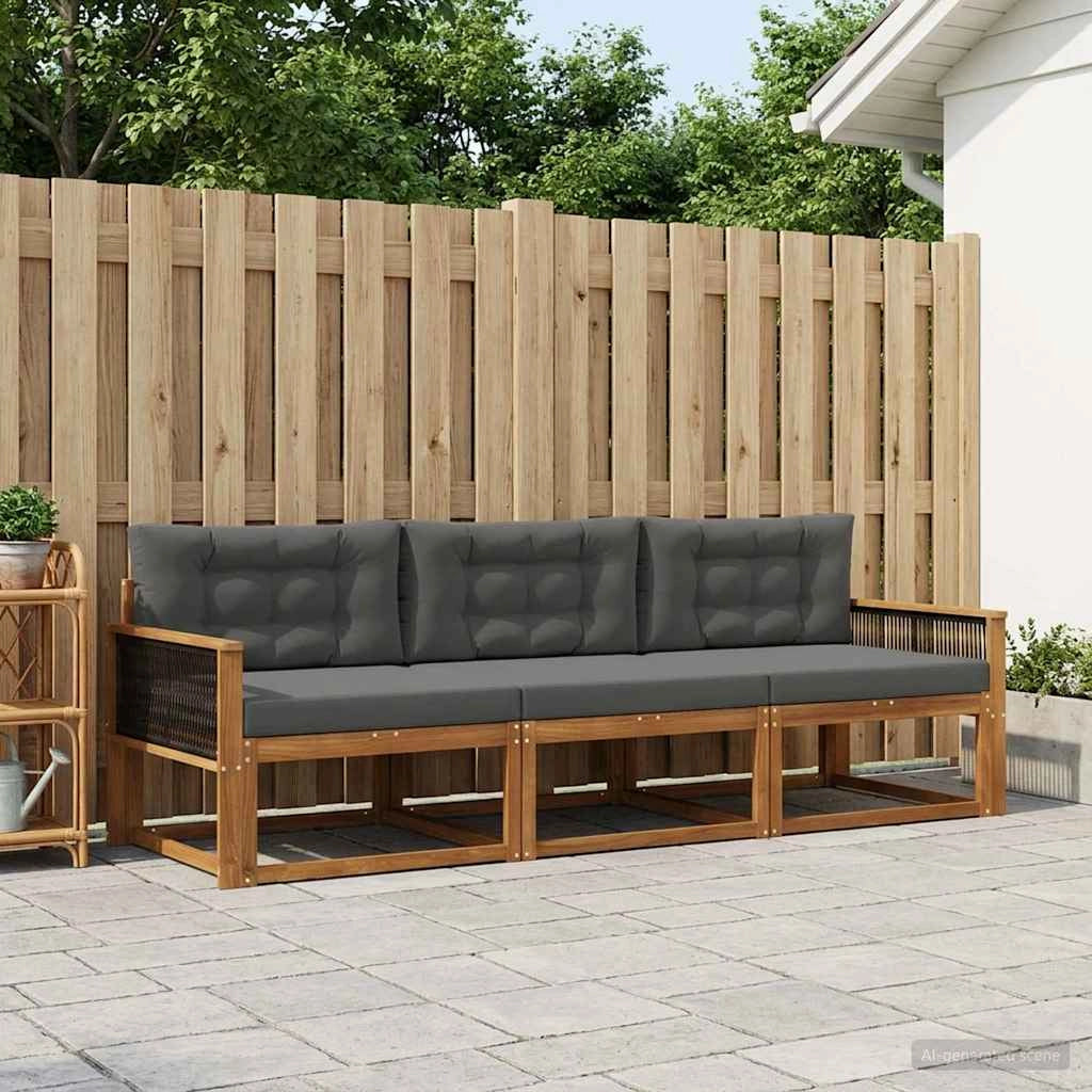 Set di divani da esterno 3 pz Naturale e Antracite 3382305