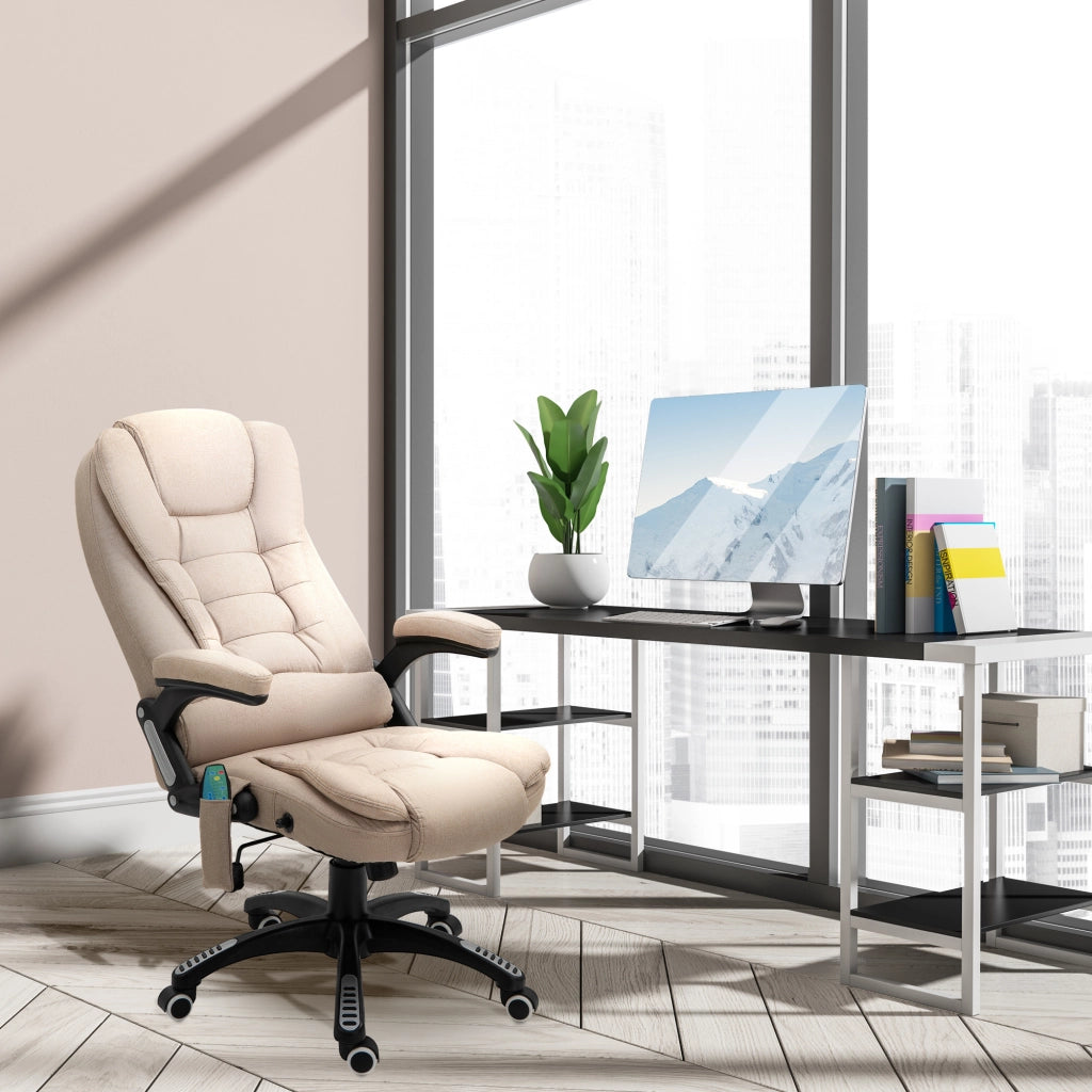 Poltrona Massaggiante Reclinabile con Riscaldamento e Altezza Regolabile ¨C Zephmum ¨C Beige