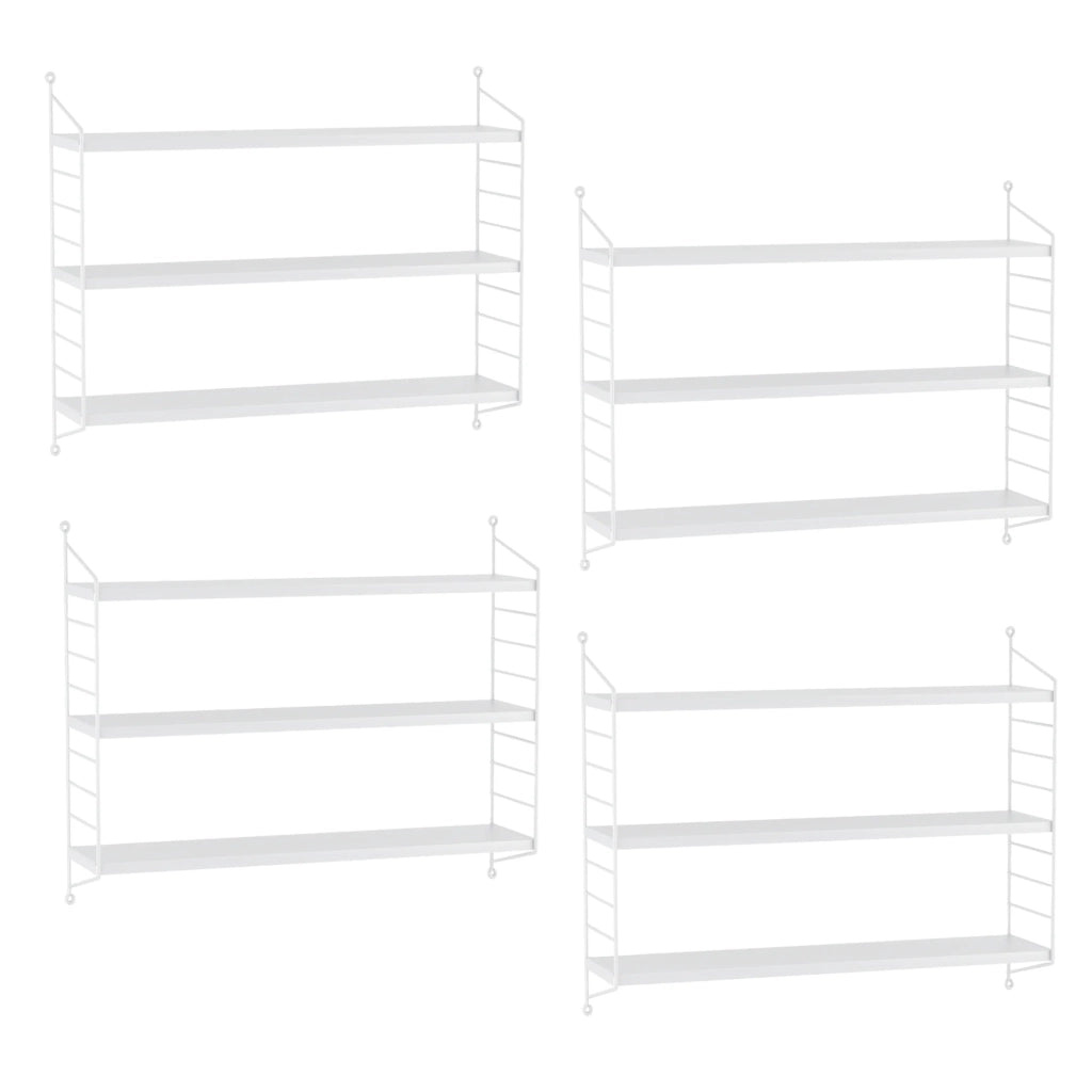 Set di 4 mensole modulari a 3 ripiani 50 x 60 x 15 cm bianco 03_0007110