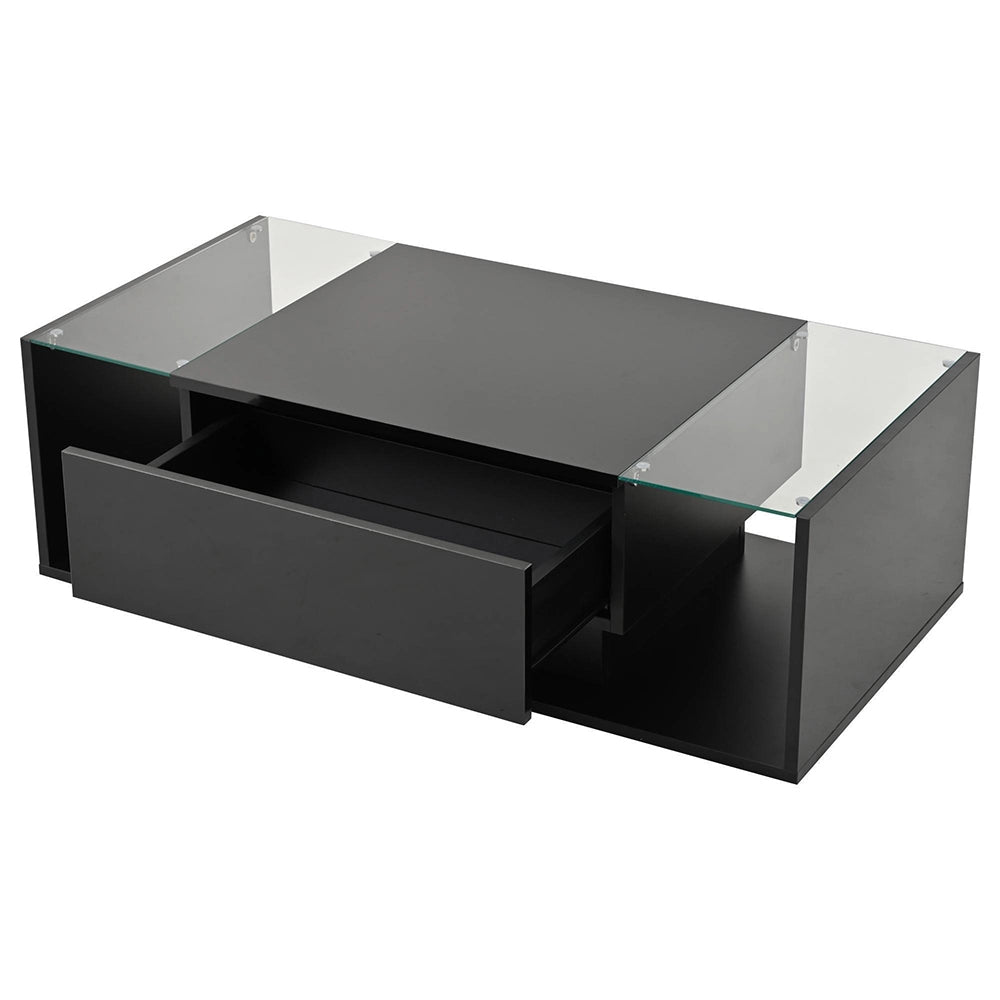 Tavolino minimalista - Xylo - 100x50cm vetro LED nero