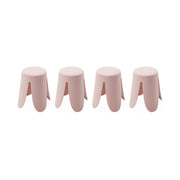 Set 4 sgabelli impilabili in bouclé, rosa pallido