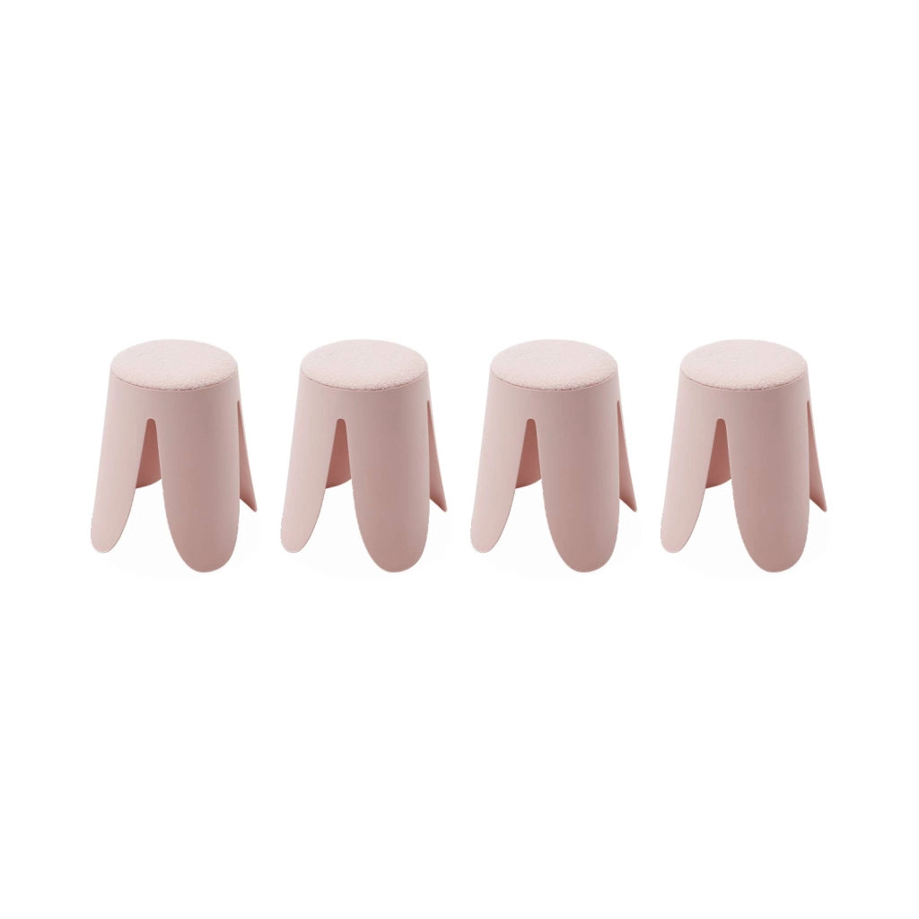 Set 4 sgabelli impilabili in bouclé, rosa pallido