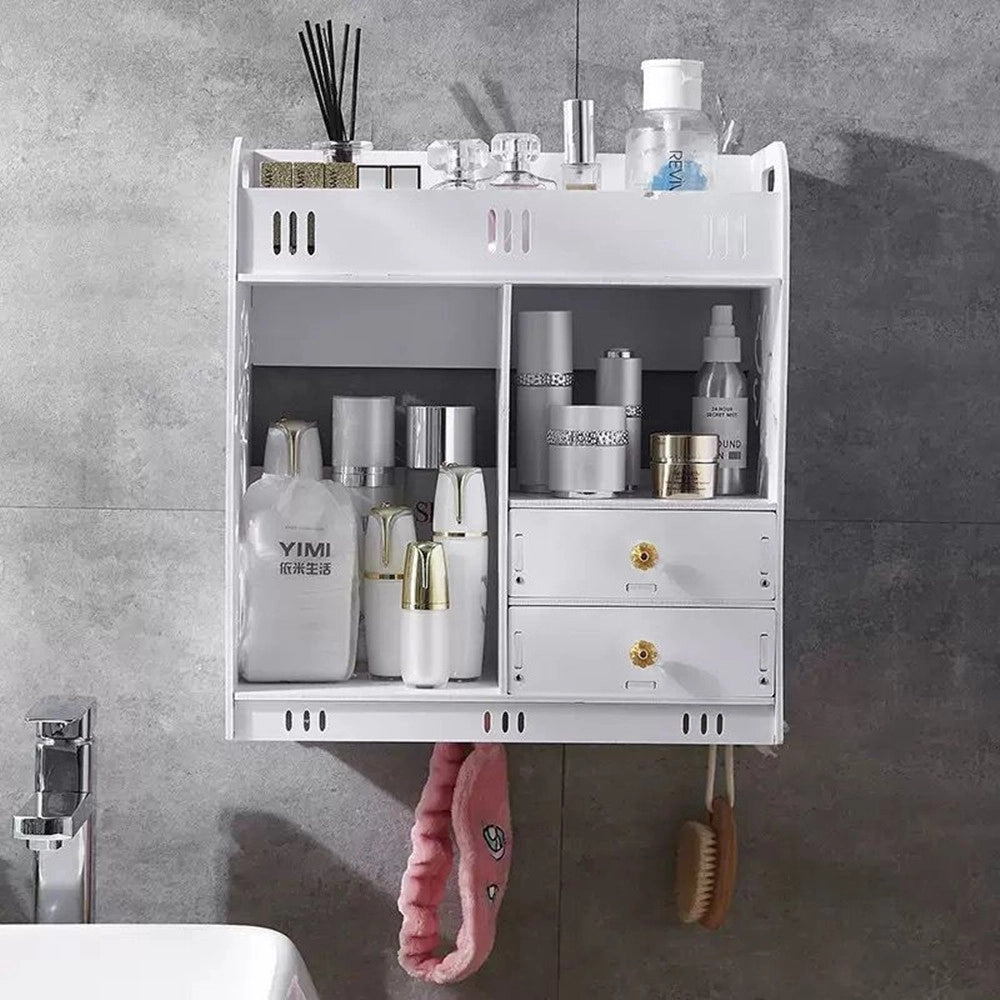 Trade Shop - Armadietto Mobile Da Parete Bianco Per Cosmetici Medicinali Organizer Bagno Con Cassetti -