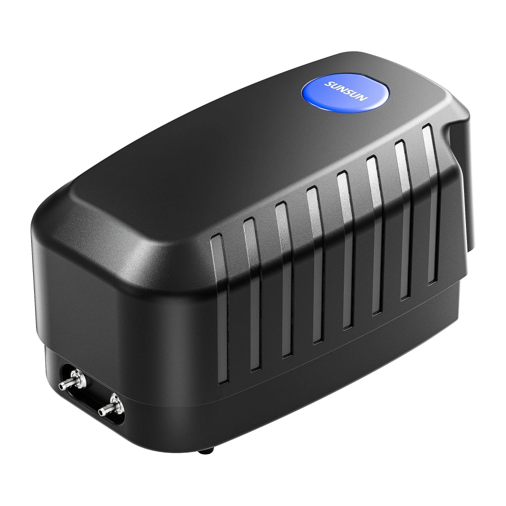 CAP-20 Aeratore acquario 8 W, ossigenatore per laghetti da giardino da 8 m³ e acquari, pompa d'aria 13 l/min con 4 uscite, sistema di aerazione con pietra d'aria e valvola di non ritorno