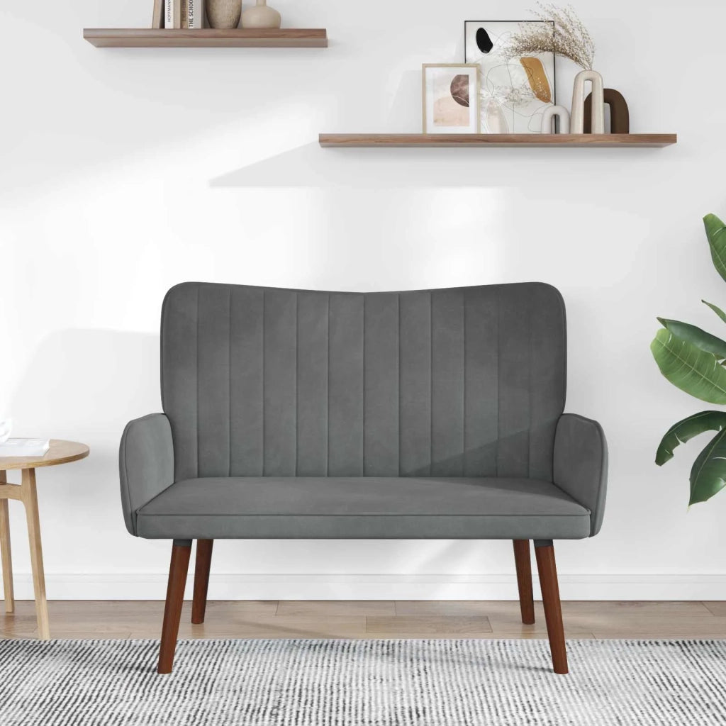 Sofa a Due Posti Grigio scuro 115 x 61 x 87 cm Velluto