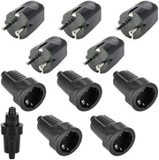 Set di 5 connettori stekker 250V 16A IP54 impermeabile all'acqua nero con stekker e connettore in gomma con terra