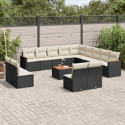 Set Divani da Giardino 14pz con Cuscini in Polyrattan Nero 3258892