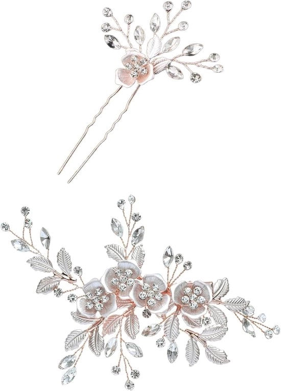 Set di 2 Tiare da Sposa con Pailletti - Accessori da Capelli per la Sposa - Donne e Damigelle d'Onore - Sposine e Fanciulle di Fiori.