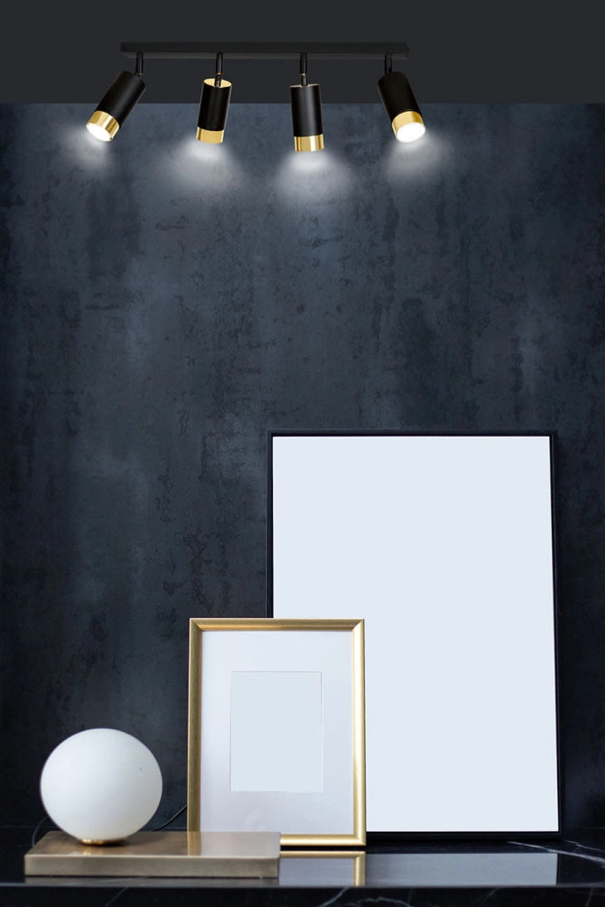 Plafoniera Emibig HIRO 4xGU10 metallo nero/ottone 60cm