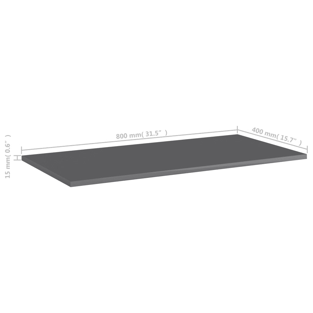 Ripiani per Libreria 8pz Grigio Lucido 80x40x1,5cm Multistrato 805345