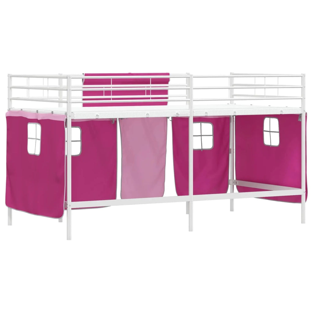 Struttura del Letto Loft per Bambini con Tendine Bianco e Rosa 42020823
