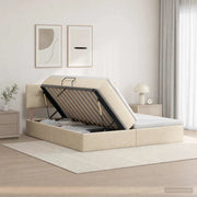 Letto con contenitore LED e materasso Crema 200 x 200 cm 3459358