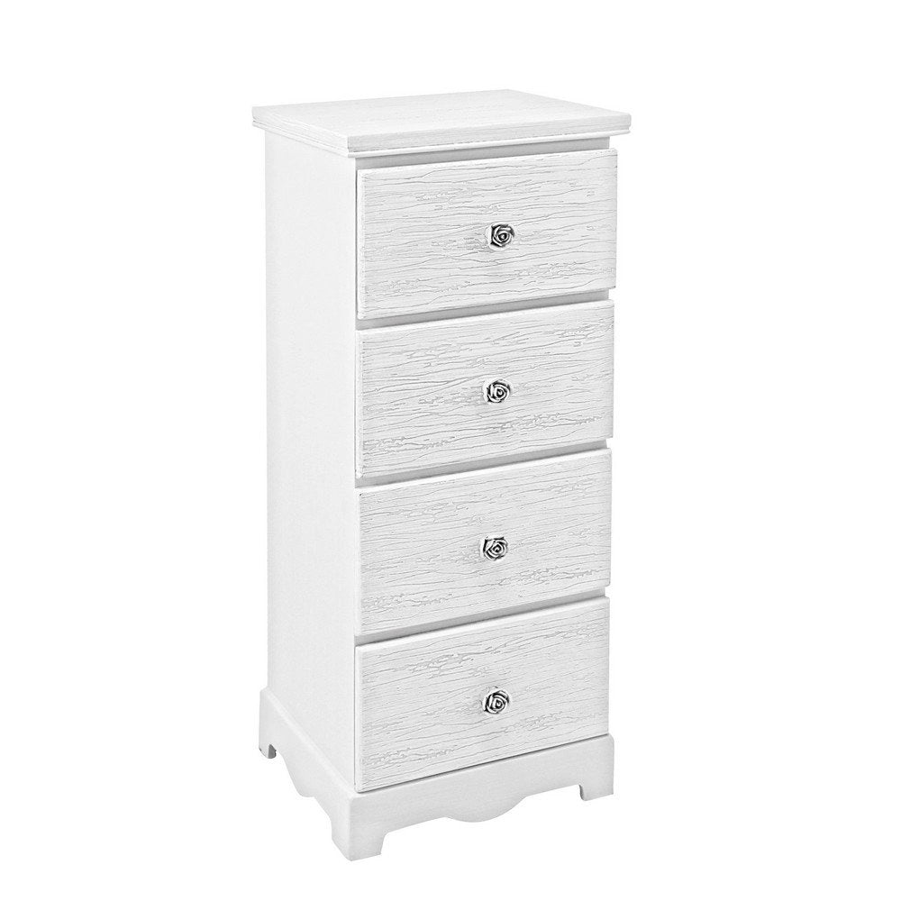 Cassettiera 4 Cassetti Legno Bianco Rustica da Interno - BLAINE