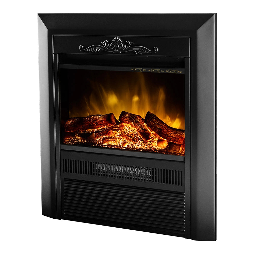 Camino Elettrico da Incasso 59x52,1x16,3 cm Effetto Fiamma 2000W Cristina Nero