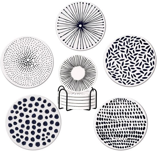 Set di sottopanchine 6, sottopanchine in ceramica con supporto, sottopanchine in stile marmo con supporto, sottopanchine assorbenti, da utilizzare per tazze, vasi, candele, bar e tavolo.