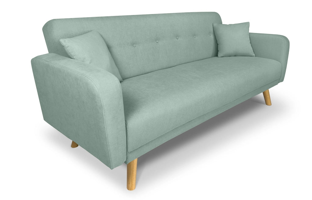 Divano letto clic clac in tessuto vellutato verde tiffany, divano 3 posti - Henry - DL-HE20FBC