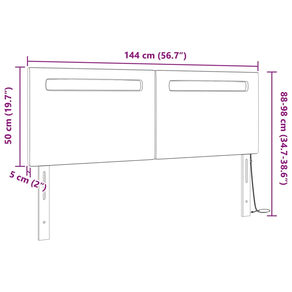 Testiera LED Bianco 144 cm Pelle Sintetica 42007302