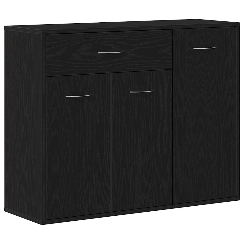Credenza Rovere Nero 88x30x70 cm in Legno Multistrato 862445