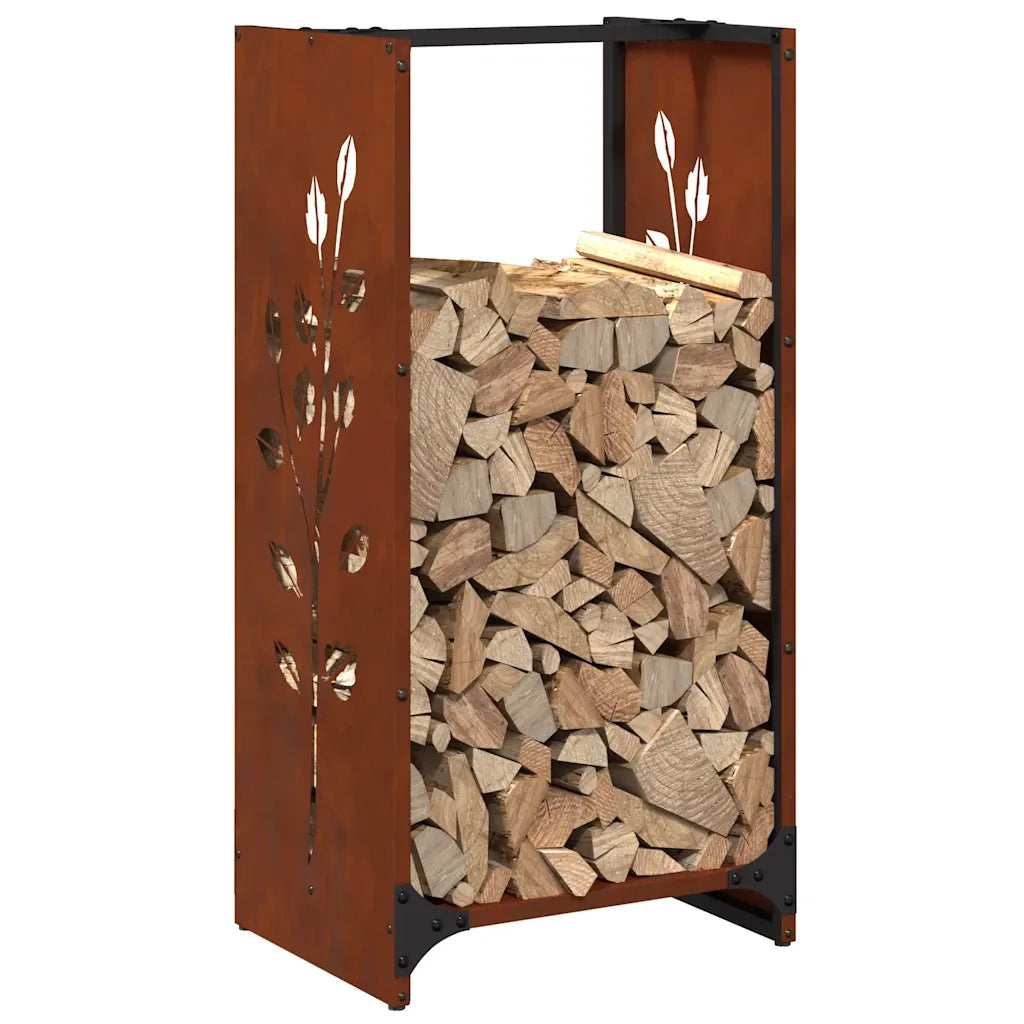 Rastrelliera per Legna da Ardere 40x30x80 cm in Acciaio Corten 864224