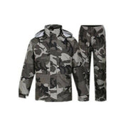 Trade Shop - Giacca Mantella Pantaloni Impermeabile Mimetica Pvc Antipioggia Cappuccio -