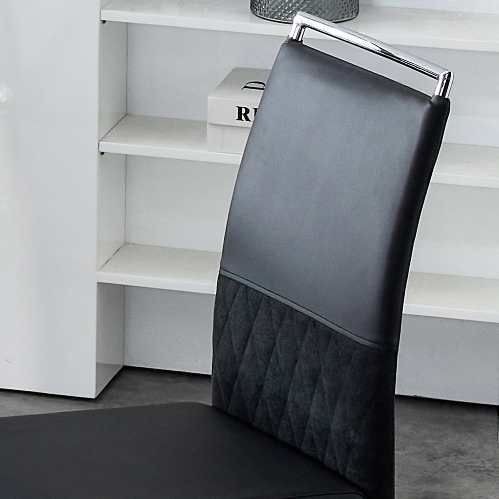 Sedia da pranzo moderna ergonomica, nera, struttura in metallo