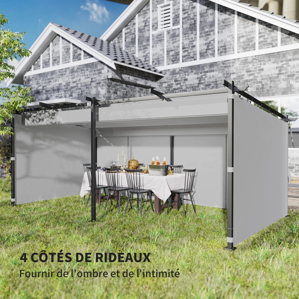 Pergola retrattile con pareti laterali ¨C zephmum ¨C Grigio 3x6 m