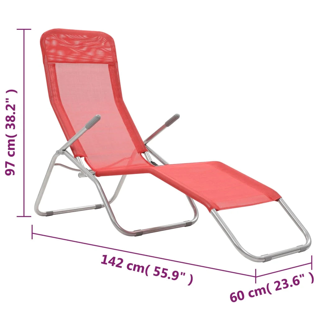 Sdraio pieghevoli 2 pezzi Textilene rosso 02_0011952