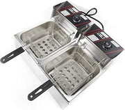 Fritura doppia - Friteuse doppia - Frittoia doppia - 5000 Watt - Acciaio inossidabile