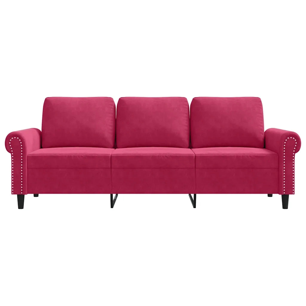 Divano a 3 Posti Rosso Vino 180 cm in Velluto 359543