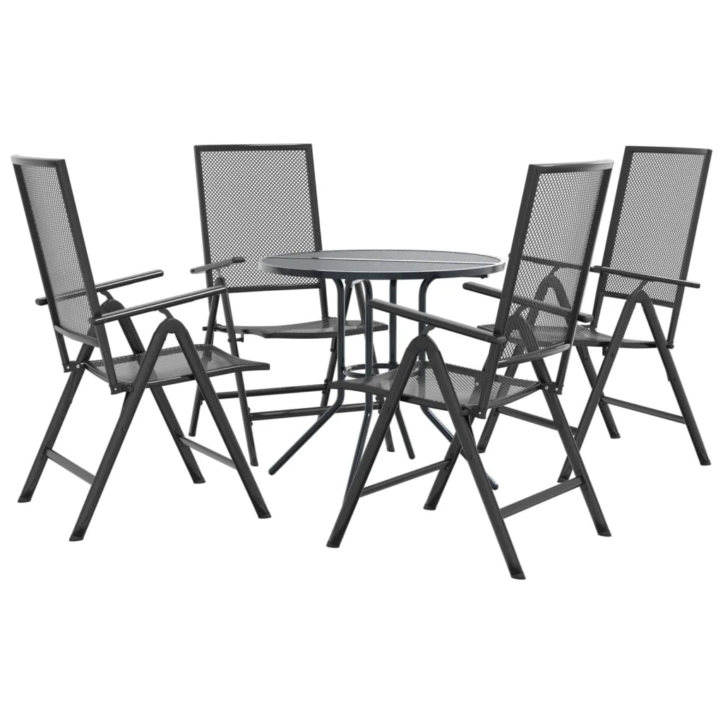 Set Sedie Giardino Reclinabili 5 pz | Sedie da Esterno Antracite Acciaio Verniciato