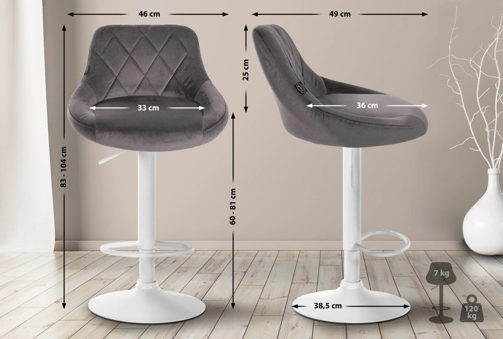 2er Set Barhocker Lazio Samt weiЯ