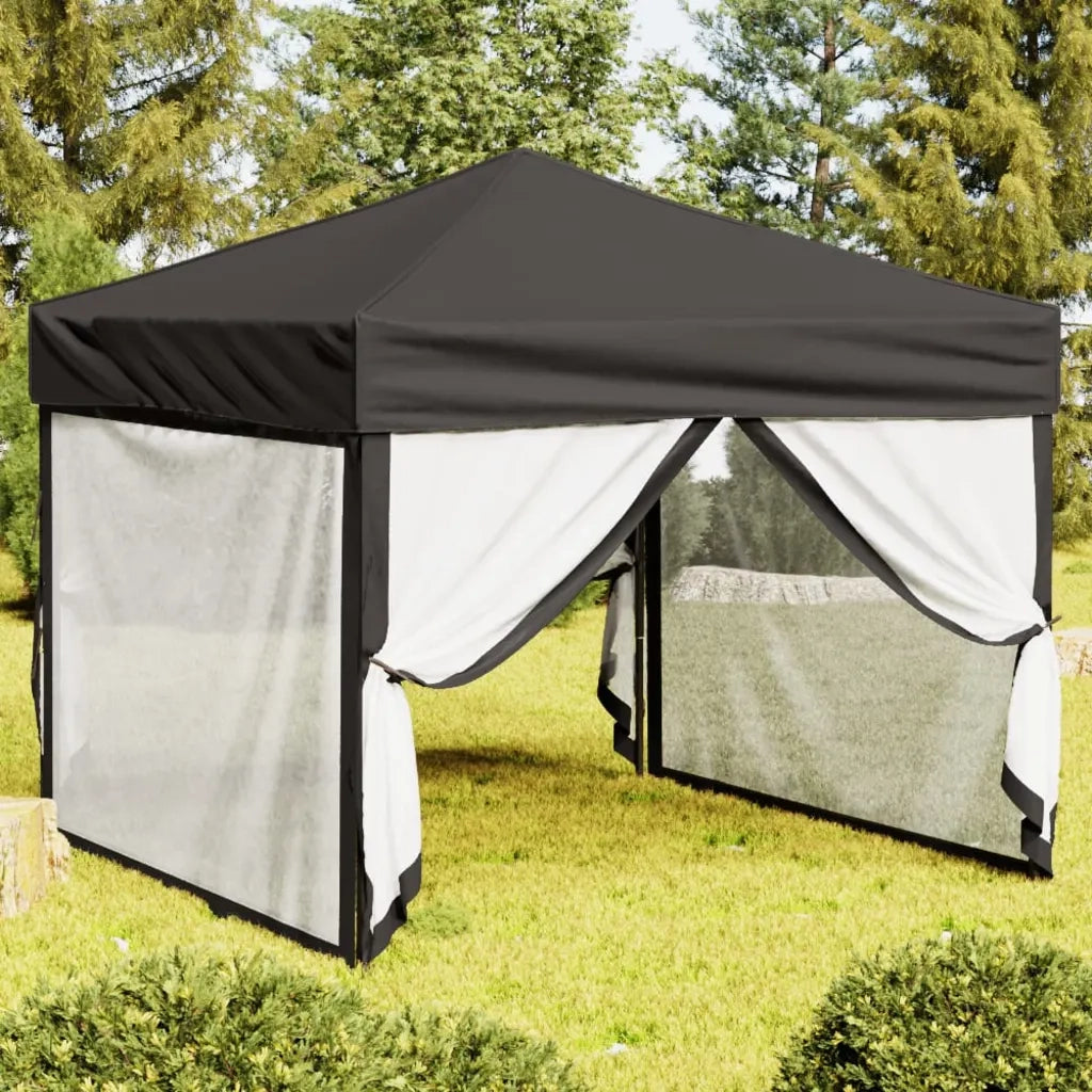 Tenda per Feste Pieghevole con Pareti Laterali-Tenda Gazebo Antracite 3x3 m 971135