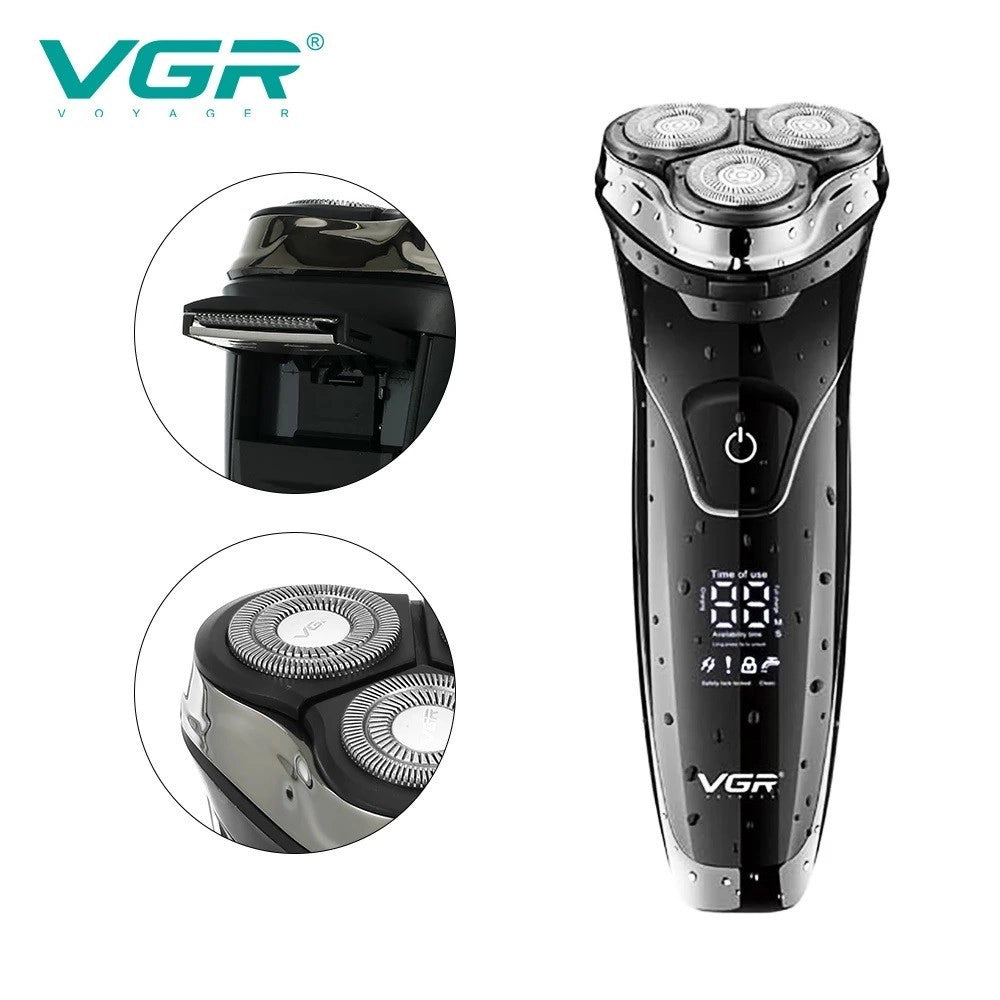 Trade Shop - Rasoio A Triple Testine Rotanti Trimmer Barba Cordless Impermeabile Display V318 -