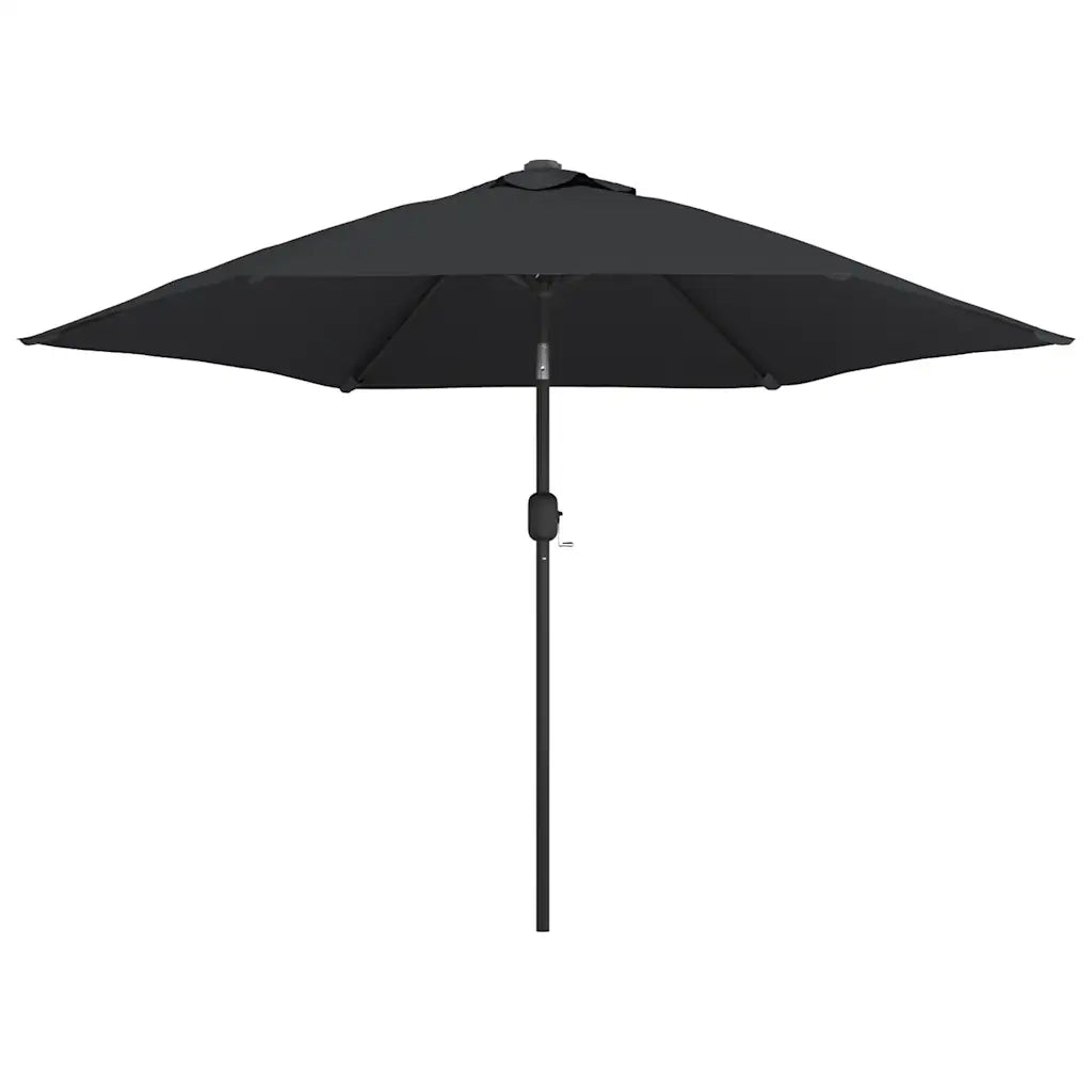 Ombrellone da Esterni con LED-Ombrello da giardino e Palo in Acciaio 300 cm Nero