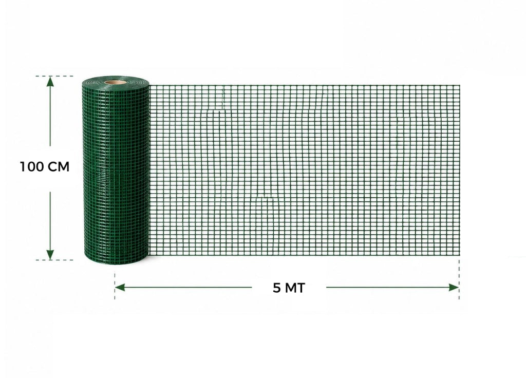 Rotolo Rete Metallica Outdoor Da Esterno Per Recinzioni Elettrosaldata Verde - 1x5mt-5x5mm - Verde