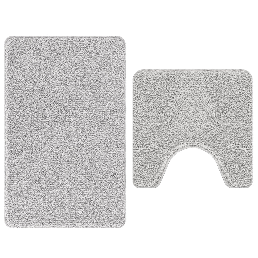 Set di 2 Tappetini da Bagno Grigi in Polipropilene Antiscivolo
