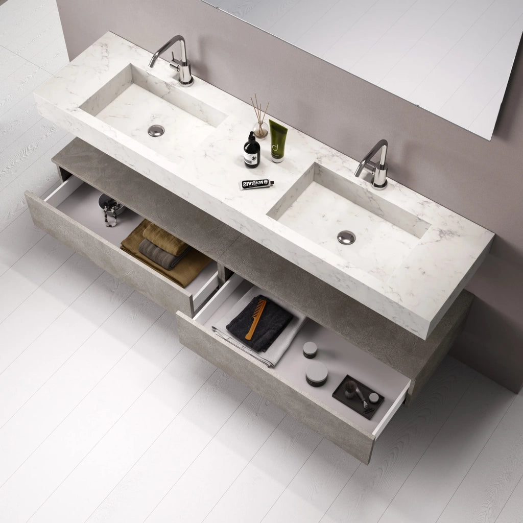 Composizione 7 pezzi ASTRA marmo carrara/avana pietra